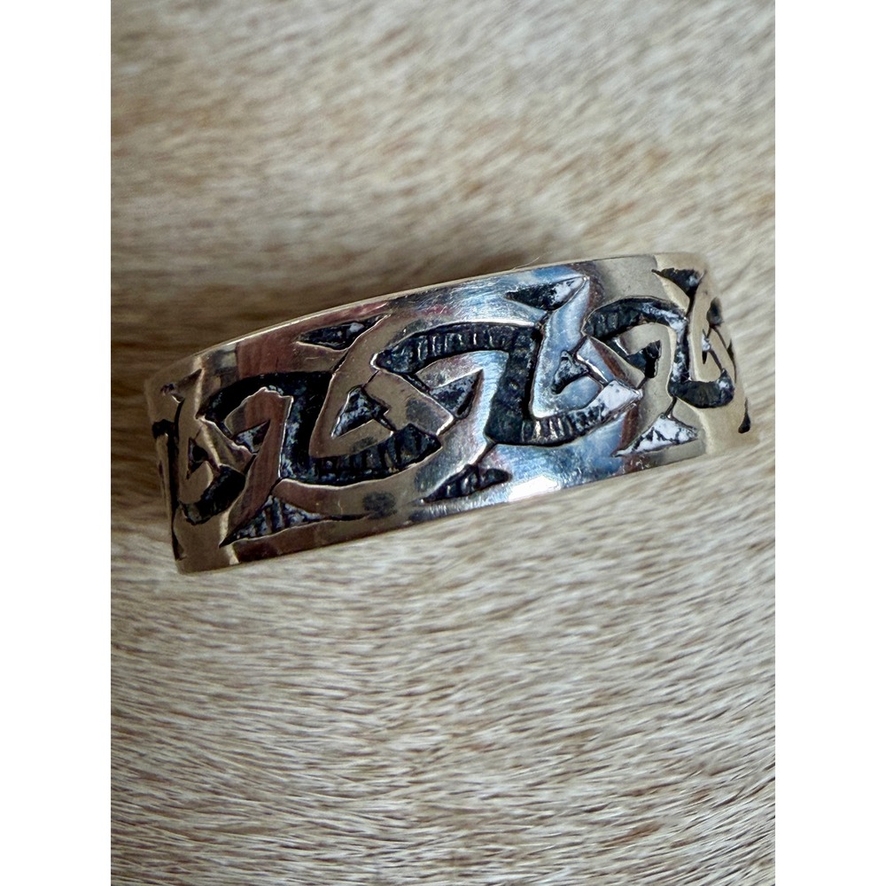 Vintage 925 Sterling Silver Celtic Knot Band Ring Oxidized Infinity Pattern 9.5